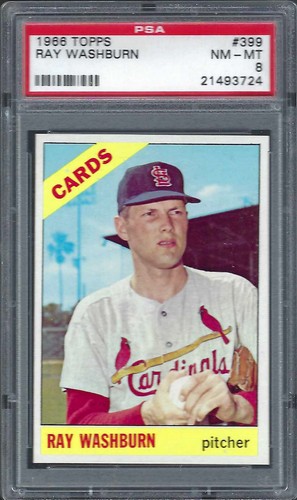 1966 topps 399 ray - topps, washburn
